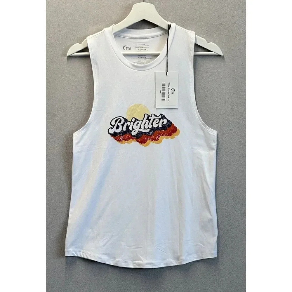 Zyia Active Women's Size Small White Brighter Sleeveless Tank Top NEW!